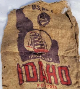 Bolsa de arpillera de colección publicidad Tradewind Ucon Idaho papas 100# velero - Imagen 1 de 1