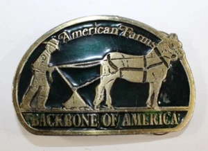 EB2159 VINTAGE 1970s AMERICAN FARMS - BACKBONE OF AMERICA BUCKLE - Bild 1 von 2