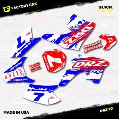 Kit de gráficos de carreras lisos rojo blanco azul EE. UU. se adapta a 08+ calcomanías Suzuki DRZ70 DRZ 70 Foto 1 de 3
