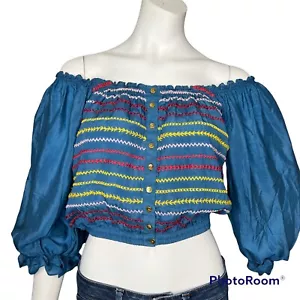 Carolina K Alexa Blouse in Blue Sz M NWT - Picture 1 of 12