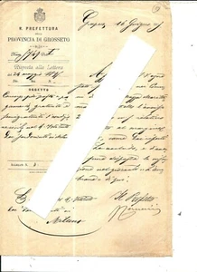 crv 068 1895 GROSSETO R. PREFETTURA - Risposta alla Lettera in oggetto - Bild 1 von 1