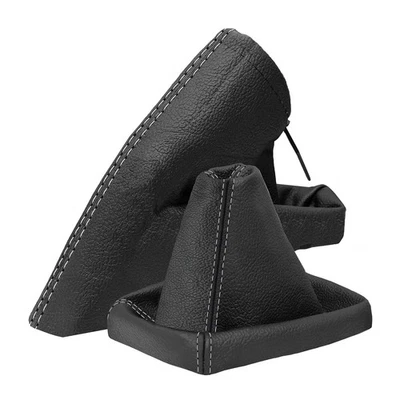 Cuffia freno a mano sacco cambio per Opel Astra H 2004-2010 vera pelle cucitura grigio - Immagine 1 di 4