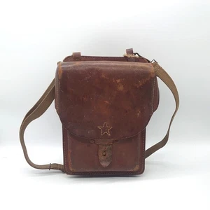 [VG] Imperial Leather Army Officer's Map Case Shoulder Bag with Stars, WWII - Picture 1 of 10