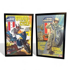 2 Vintage Evel Knievel Stunt Cycle Posters 11" x 17" Strato Cycle Repro NO FRAME - Picture 1 of 8