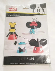 Disney Mickey Mouse Party Hats 8pc Mickey, Minnie, Donald & Goofy New Old Stock - Picture 1 of 9