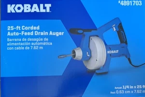 Kobalt KDA100, 1/4 pulgada de diámetro x 25 pies L, barrena de drenaje automático con cable para desagües de 3/4"- 2" - Imagen 1 de 7