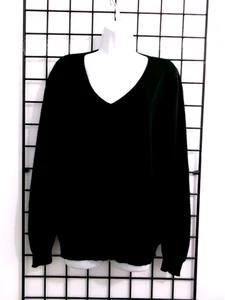 ANN TAYLOR 🌸 LARGE / XL / 40" BRUSTUMFANG == SCHWARZ / V-AUSSCHNITT KASCHMIR PULLOVER - Bild 1 von 5