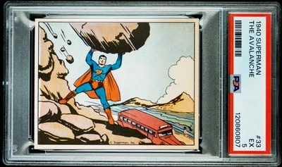 1940 SUPERMAN CARD #33 THE AVALANCHE PSA 5 EX PHILADELPHIA GUM INC. RARE! ICONIC - Image 1 of 2