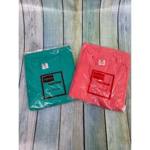 Hanes Vintage Blank Single Stitch USA Imperfects NEW Size Medium Green Salmon - Picture 1 of 7
