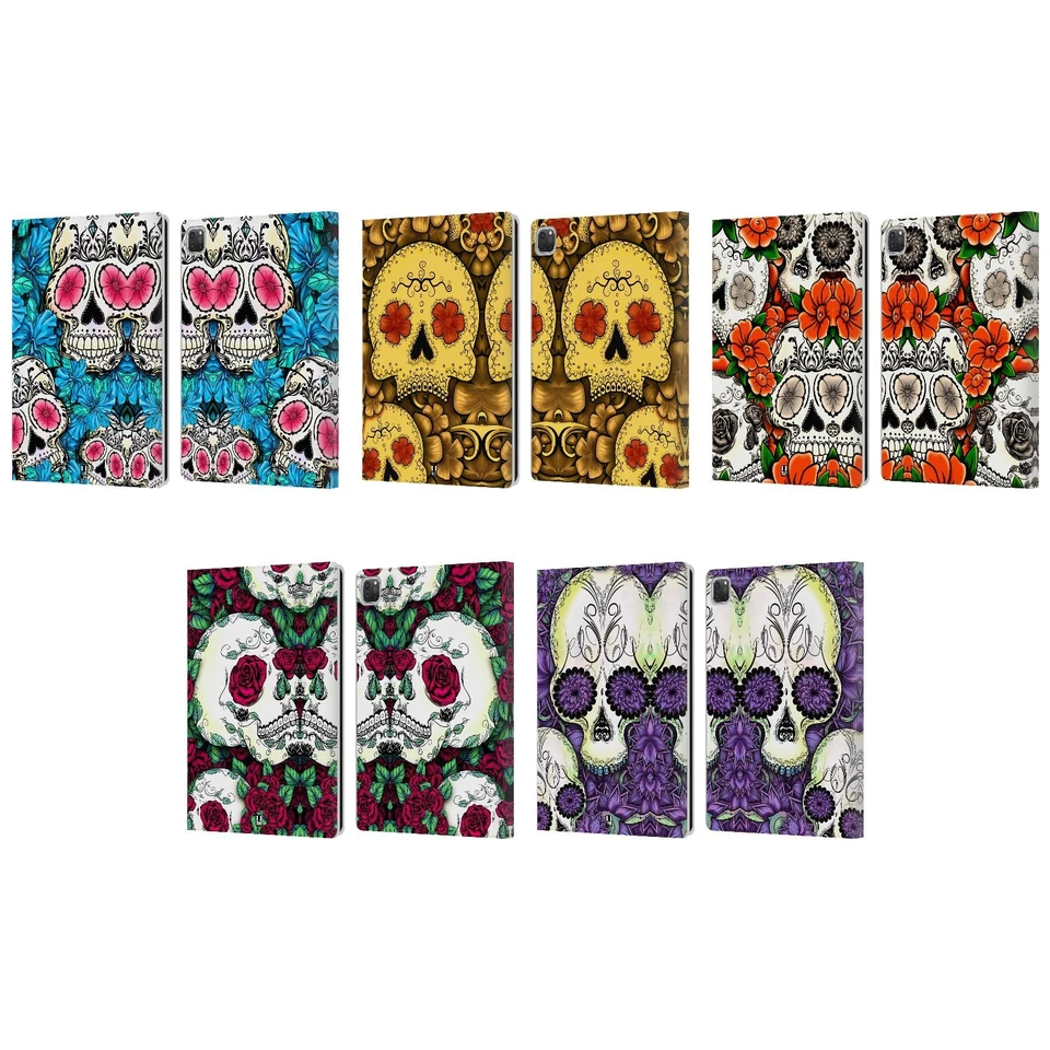 HEAD CASE DESIGNS FLORID OF SKULLS LEATHER BOOK WALLET CASE COVER FOR APPLE iPAD - Image 1 of 4