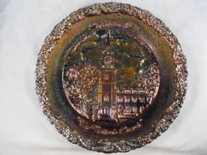 Fenton The Nation's Church Christmas Plate 1974 Purple Carnival Glass America (O - Picture 1 of 9
