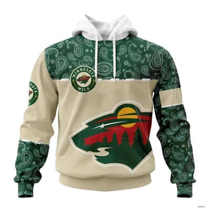 Sudadera con Capucha Minnesota Wild Personalizada Patrón Paisley Equipo de Hockey Sudadera - Imagen 1 de 3