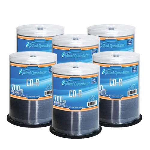 600 OQ 52x 80 min 700 MB CD-R Glossy White Inkjet HUB Printable OQCD52GWIP - Image 1 of 1