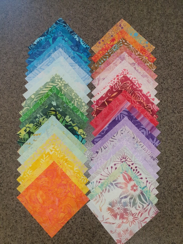 "Seconds" Batik Fabric Cotton Quilting 40 of 5"x5" Charms Squares - Rainbow - image 1 of 1