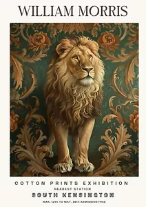 William Morris Vintage Lion Cotton Exhibition Prints Wall Poster Print - Picture 1 of 6