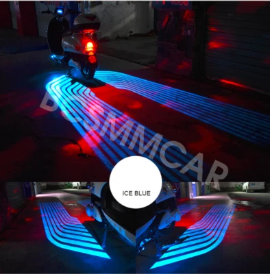 Motorcycle Projection Lamp Wings LED Welcome Light Ice Blue Taillight 12V - Image 1 of 4