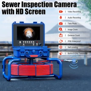 Sewer Camera w/ 512Hz Self Leveling 164FT/50M HD Drain Pipe Inspection Camera - Picture 1 of 19