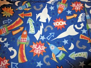 Cotton Fabric Outer Space Rockets on Blue Camelot Cottons 1 yd x 44 - Picture 1 of 8
