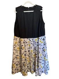 Eshakti Dress Womens 28W Colorblock Sunflower Print Sleeveless Fit & Flare - Picture 1 of 6