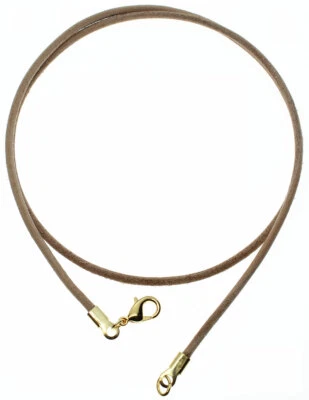 Collar con cordón de cuero natural sin teñir broche de plata/oro de 16" a 30" de largo Foto 1 de 2