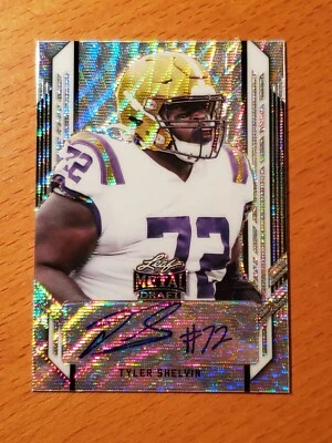 2021 Leaf Metal Draft Portraits Wave Auto #PATS2 Tyler Shelvin LSU #'d 28/75 - Image 1 of 2