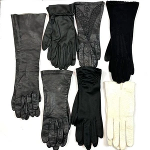 Konvolut 7 kleine Vintage Damen Opernhandschuhe Leder Nylon Geflügel Stetson - Bild 1 von 22