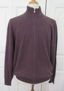 Brunello Cucinelli 100% Cashmere Full Zip Sweater Cardigan Heathered Plum Italy - Picture 1 of 11