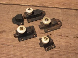 Vintage 1800's Cabinet LOT Catches Cupboard Latches White Porcelain Knob - PARTS - Picture 1 of 5