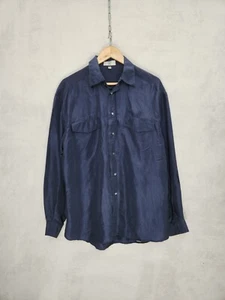 Vintage silk Valentino uomo navy shirt size XL - Picture 1 of 11