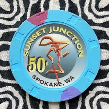 Sunset Junction 50c $0.50 Spokane, Washington Poker Gaming Casino Chip QX2