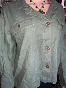 New Jaket De Linen Size M Color Green Olive #2 - Picture 1 of 12