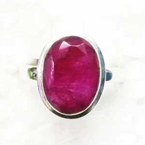 925 Sterling Silver Natural Ruby Ring Handmade Gemstone Jewelry - Picture 1 of 6