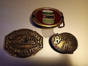Lot Of Three Vintage Belt Buckles/Santa Fe/ Skoal/ Big Red Tobacco - Picture 1 of 11