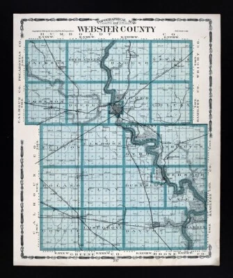 1904 Huebinger Iowa Map Webster County Fort Dodge Coalville Lehigh Badger IA - Image 1 of 4