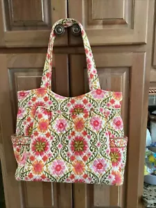 Vera Bradley folkloristische gesteppte Damen-Schultertasche mit Blumenmuster rosa orange Einheitsgröße - Bild 1 von 12