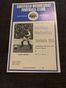 1971 Sheffield Wednesday V Carlisle United Football Programme - Picture 1 of 3