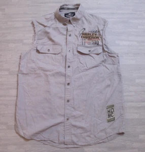 Harley Davidson Sleeveless Shirt Mens Large Grey Button Up Biker Motorcycle 2012 - Picture 1 of 12