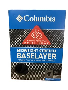 NWT MEN'S COLUMBIA MIDWEIGHT STRETCH THERMAL REFLECTIVE WARMTH BLACK LS TOP $55 - Picture 1 of 6