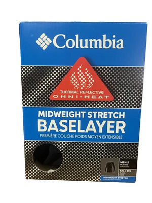 NUEVO CON ETIQUETAS TOP COLUMBIA HOMBRE PESO MEDIO ELÁSTICO TÉRMICO REFLECTANTE CALOR NEGRO LS $55 Foto 1 de 4