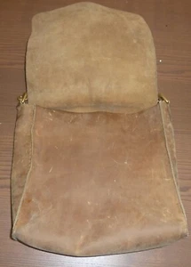 Vintage Thick Heavy Leather Brown Shoulder Messenger Bag Brass Fittings - Picture 1 of 5