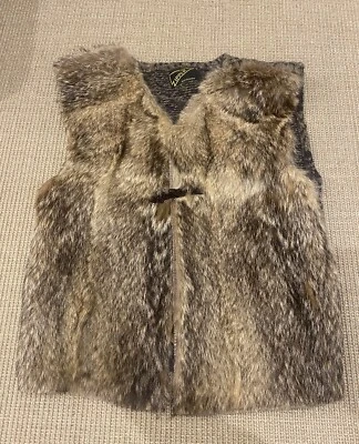Vintage Raccoon Fur Gillet With Knitted Wool Back From Zipper, Amsterdam - Image 1 of 4