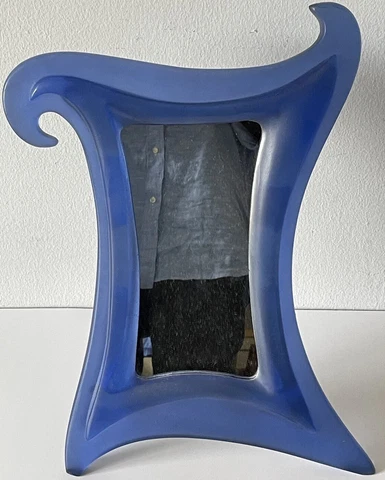 FINE ANTIQUE ART DECO NOUVEAU BLUE ACRYLIC LUCITE MIRROR OLD VINTAGE MODERN Cover