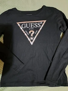 GUESS GIRL SWEATSHIRT 12 YEARS WARM COTTON BLACK USED EXCELLENT CONDITION - Picture 1 of 6