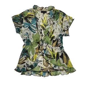 Antonino Philosophy Y2K semi sheer blouse with lettuce hem details Women's Uk 12 - Picture 1 of 4