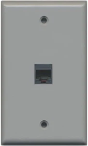 Rj11/12 Wall Plate 1 Gang Flat - Gray - Afbeelding 1 van 1