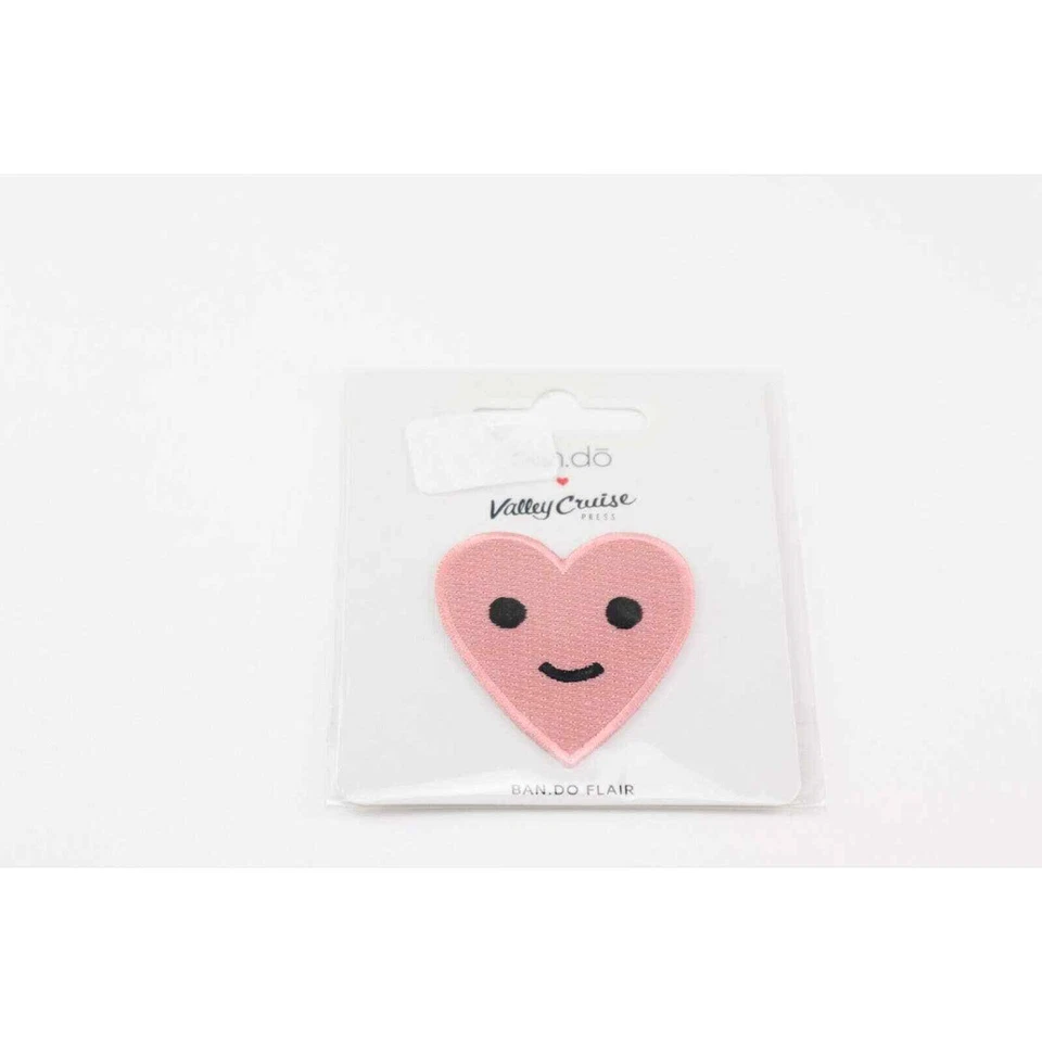 Pink Smiley Heart 2" Embroidered Patch Valley Cruise Press by Ban.do Flair
