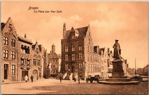 La Place Jan Van Eyck Bruges Belgium Postcard - Imagen 1 de 2