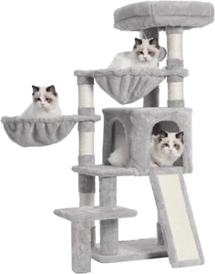 Torre de árbol para gatos con condominio, 2 cestas, tabla rascadora, postes rascadores interiores - Imagen 1 de 17