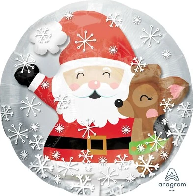 CHRISTMAS INSIDER BALLOON SANTA  AND REINDEER PARTY ROOM DECORATION FOIL 60CM - image 1 of 3