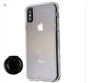 Case-Mate Tough Clear Case & Ring Grip Holder for iPhone Xs/X - Clear/Black Ring - Picture 1 of 2